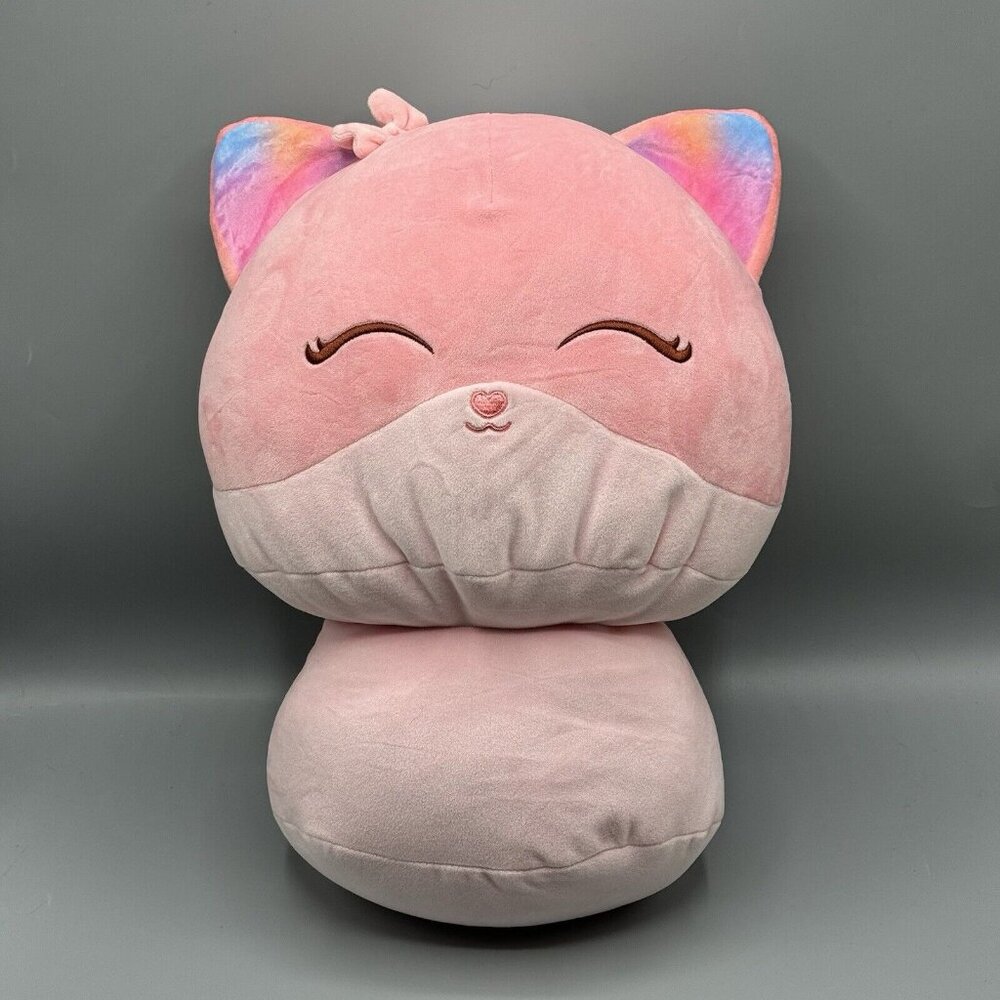 Mewaii Pink Mushroom Cat Plush Stuffed Animal 14"